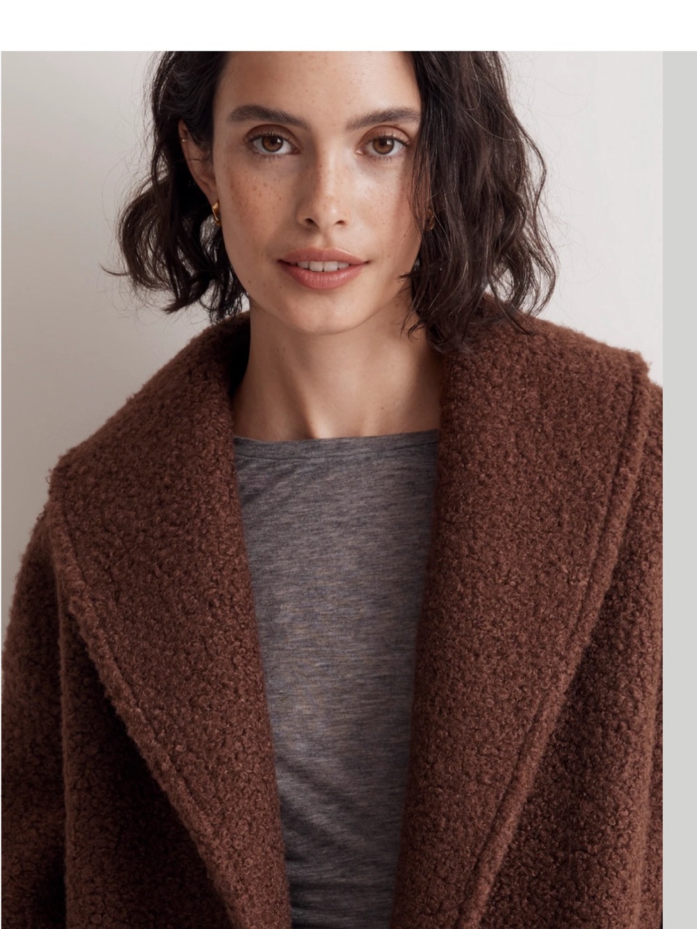Madewell Pebbled Faux Shearling Shawl Collar Coat